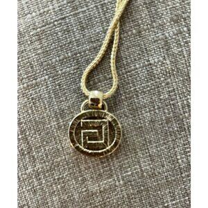Givenchy Bijoux Necklace Gold Plated G-Shaped Logo Pendant Vintage 1990s NEW